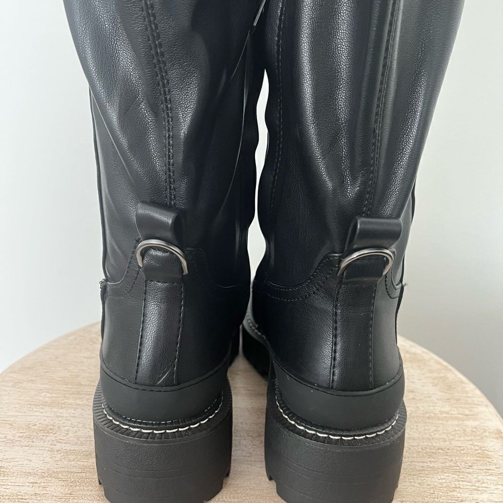 Sam Edelman Lerue Over The Knee Stretch Side Zip Lug Combat Boots Black NWOB - Picture 5 of 13